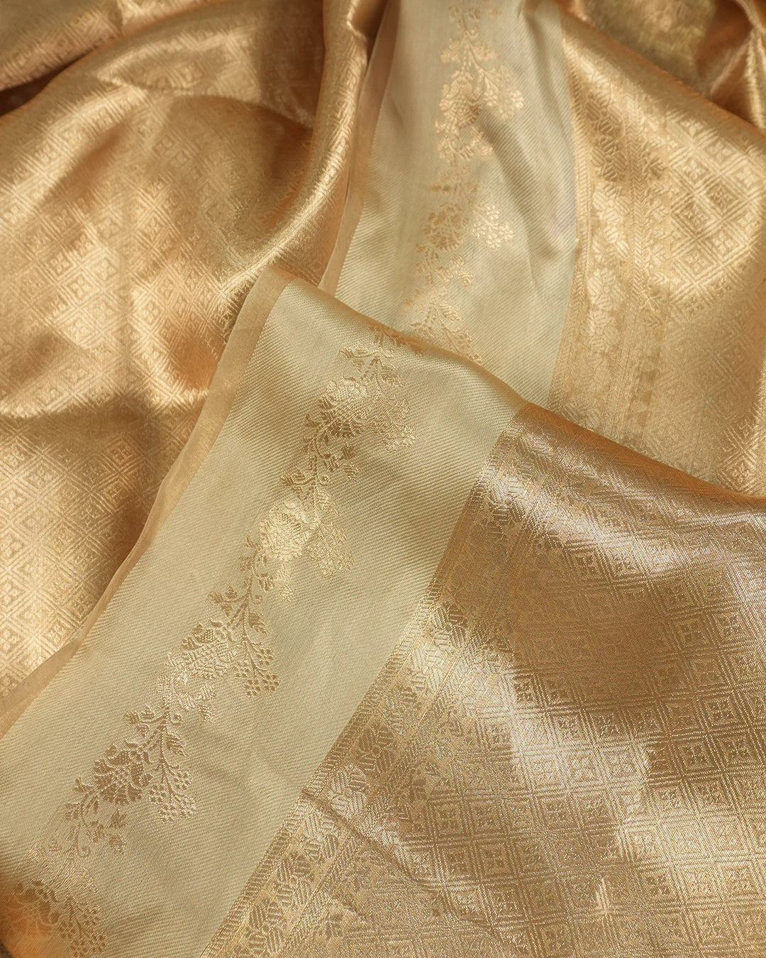 Gold Pure Tissue Saree with Elegant Brocade Weaving