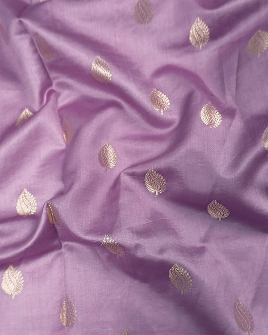 Light Purple Pure Banarasi Saree with Minimal Buti Weaves