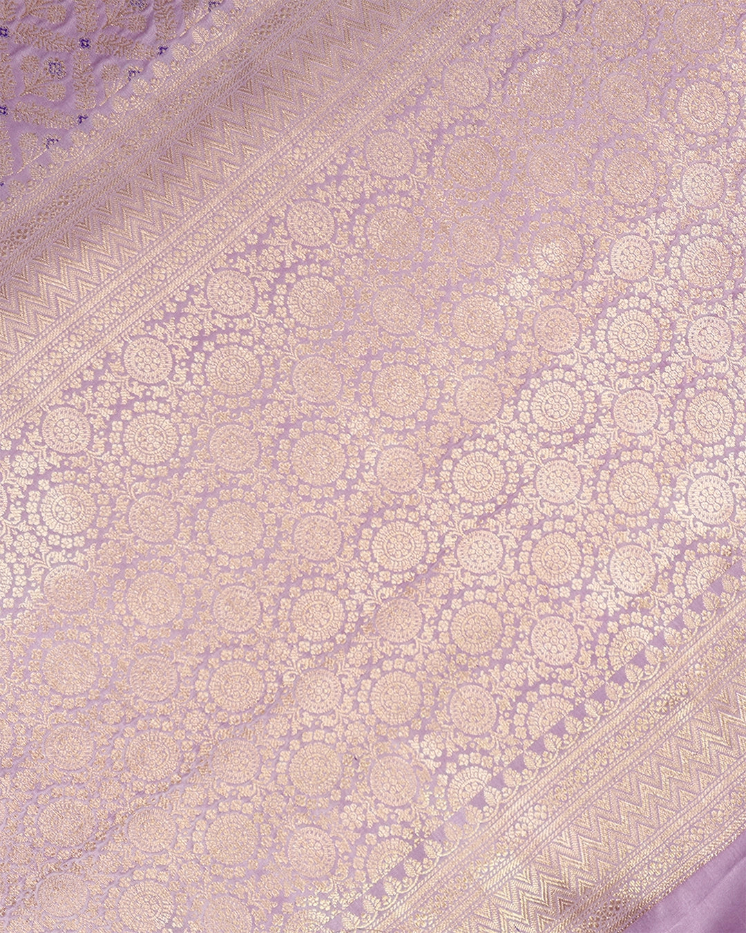 Light Lavender Pure Katan Saree with Motif Brocade Floral Weaving