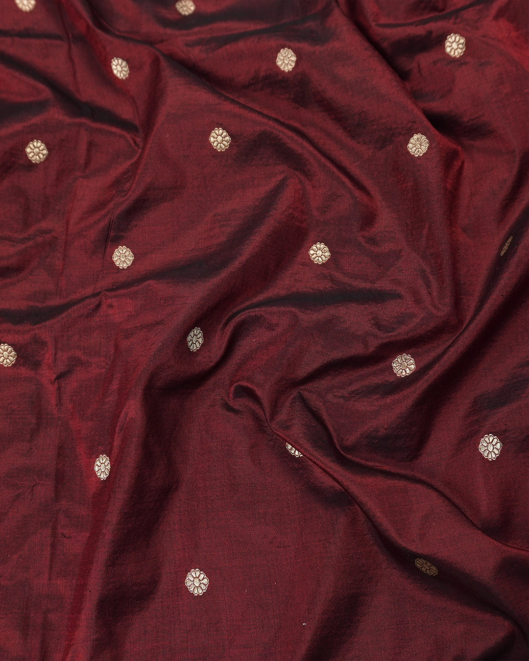 Maroon Pure Katan Saree with Buti Weave and Rich Heritage Border
