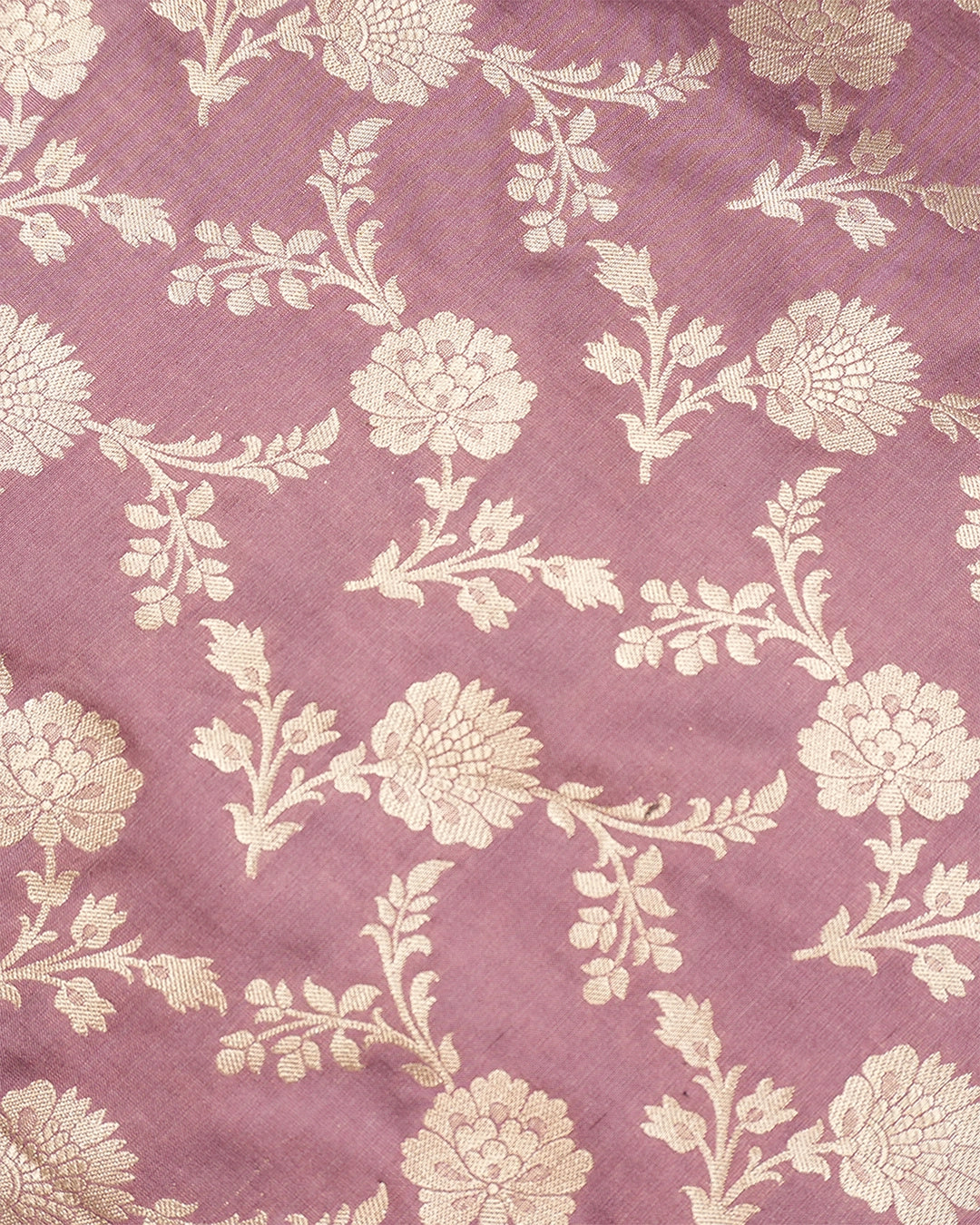 Dusty Rose Pink Pure Katan Saree with Floral Vine Jaal Weaving
