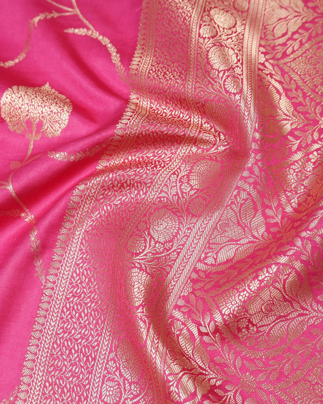 Pink Pure Banarasi Saree with Buta Weaves and Heritage Zari Jaal Pallu