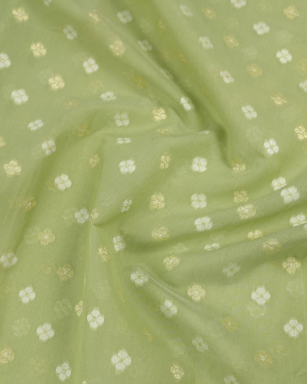 Sage Green Pure Sooti Cotton Saree with Scattered Boota Weaves