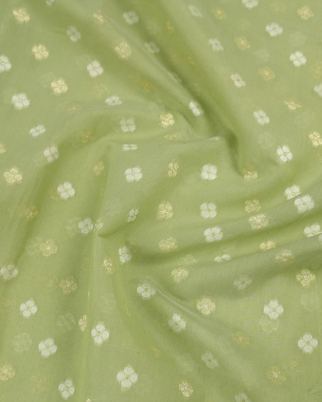 Sage Green Pure Sooti Cotton Saree with Scattered Boota Weaves