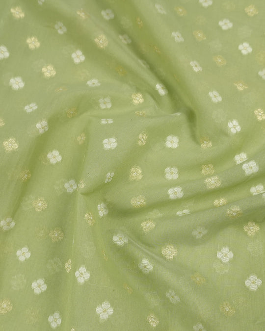 Sage Green Pure Sooti Cotton Saree with Scattered Boota Weaves