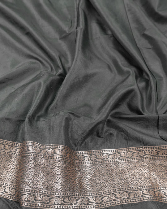 Moonstone Grey Pure Katan Saree with Heritage Meenakari Jaal Weaves