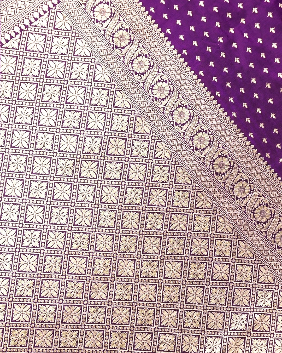 Purple Pure Katan Saree with Delicate Small Buti Weaving