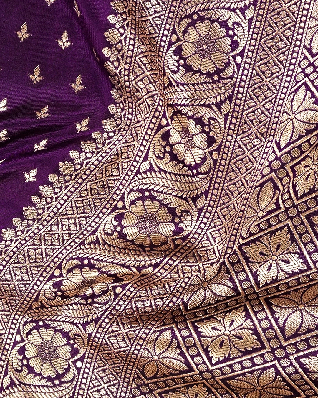 Purple Pure Katan Saree with Delicate Small Buti Weaving