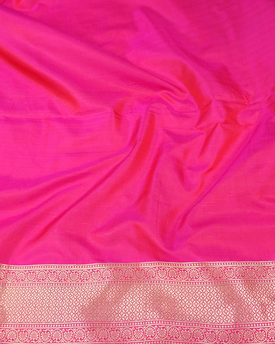 Pink Pure Katan Saree with Floral Diamond Motif Weaves