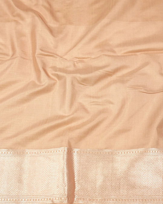 Champagne Beige Pure Katan Saree with Rich Floral Jaal Weaving