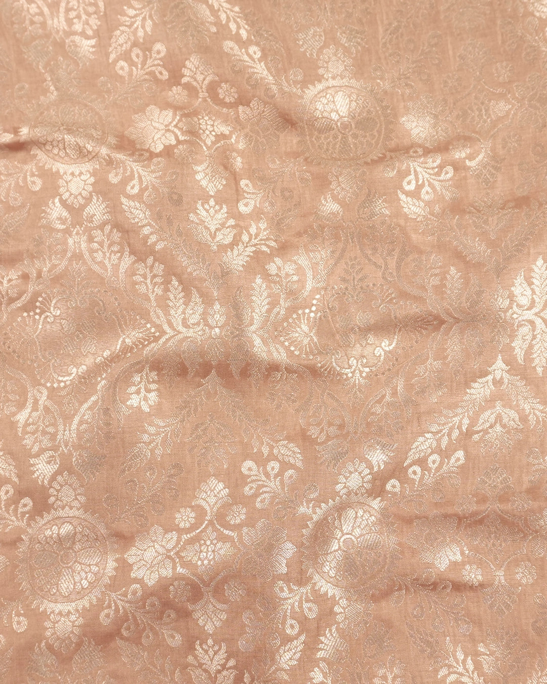 Champagne Beige Pure Katan Saree with Rich Floral Jaal Weaving