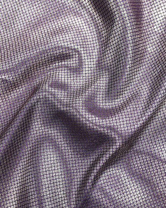 Lavender Purple Pure Banarasi Saree with Floral Bouquet Weaves