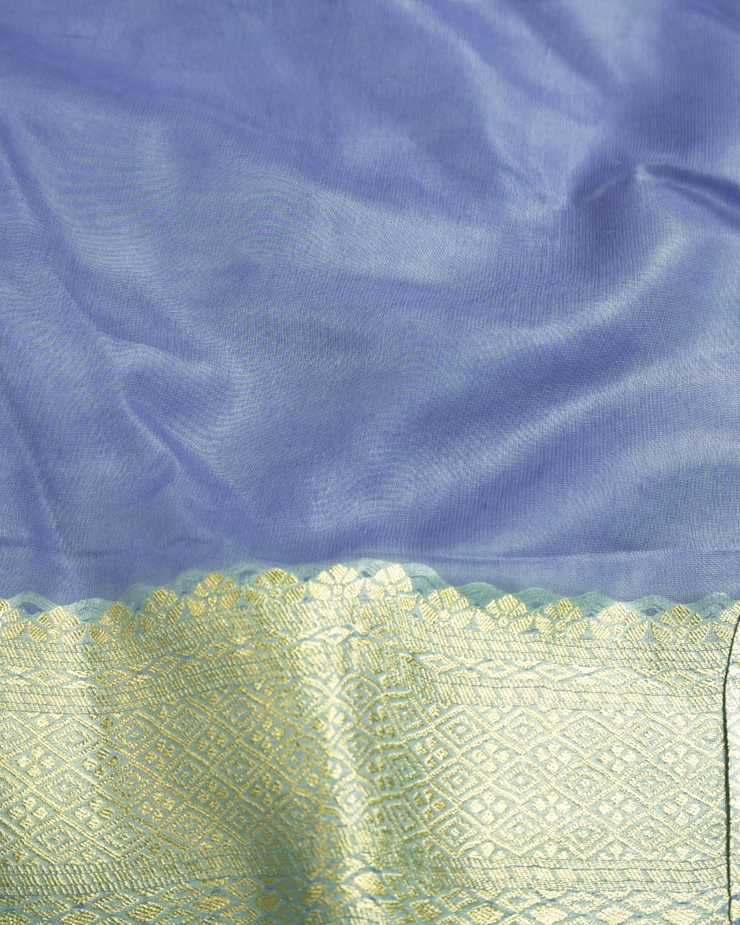 Misty Blue Pure Georgette and Tissue Saree with Stripe Weaves