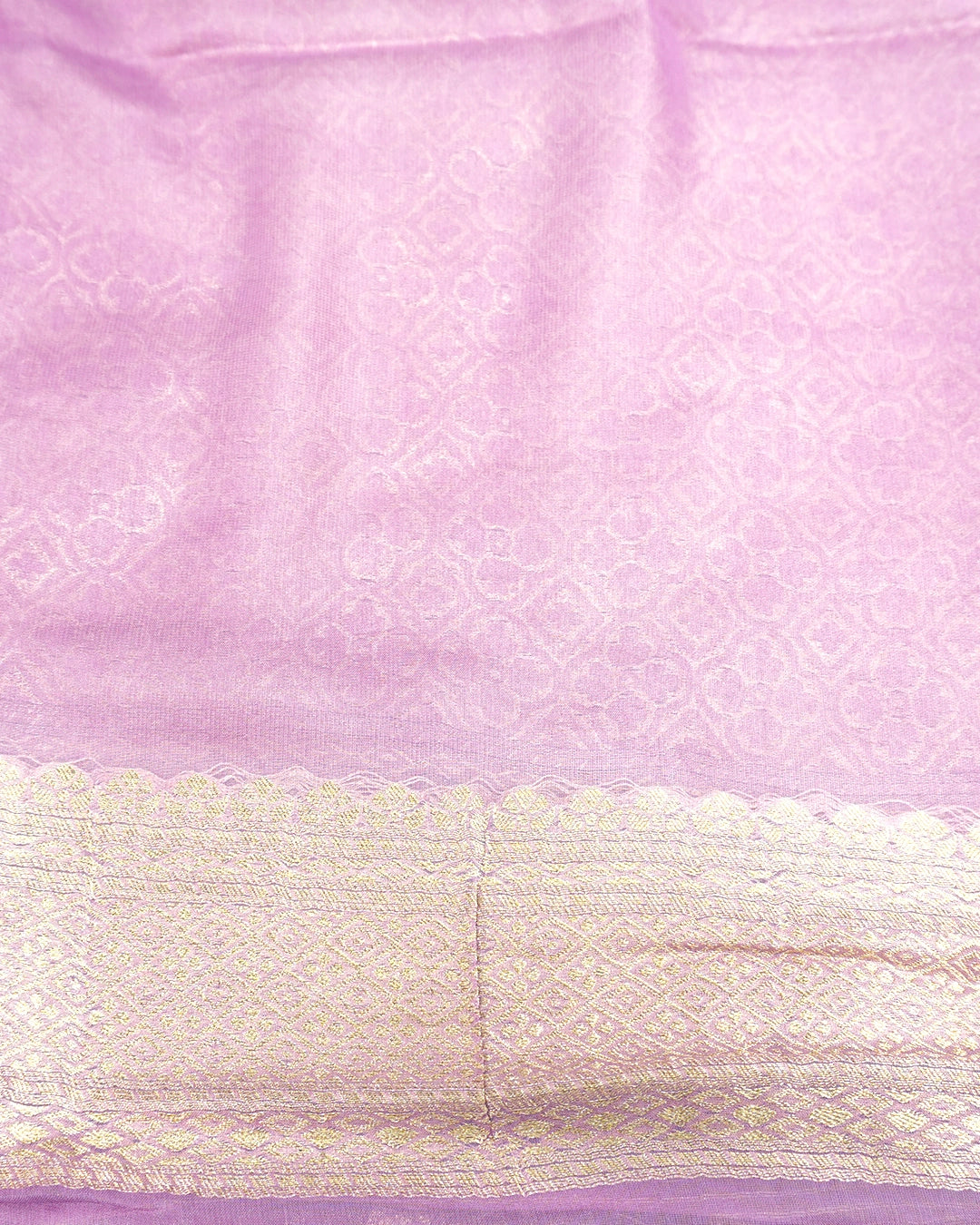 Lilac Purple Pure Georgette and Tissue Saree with Pinstripe Zari Weaving