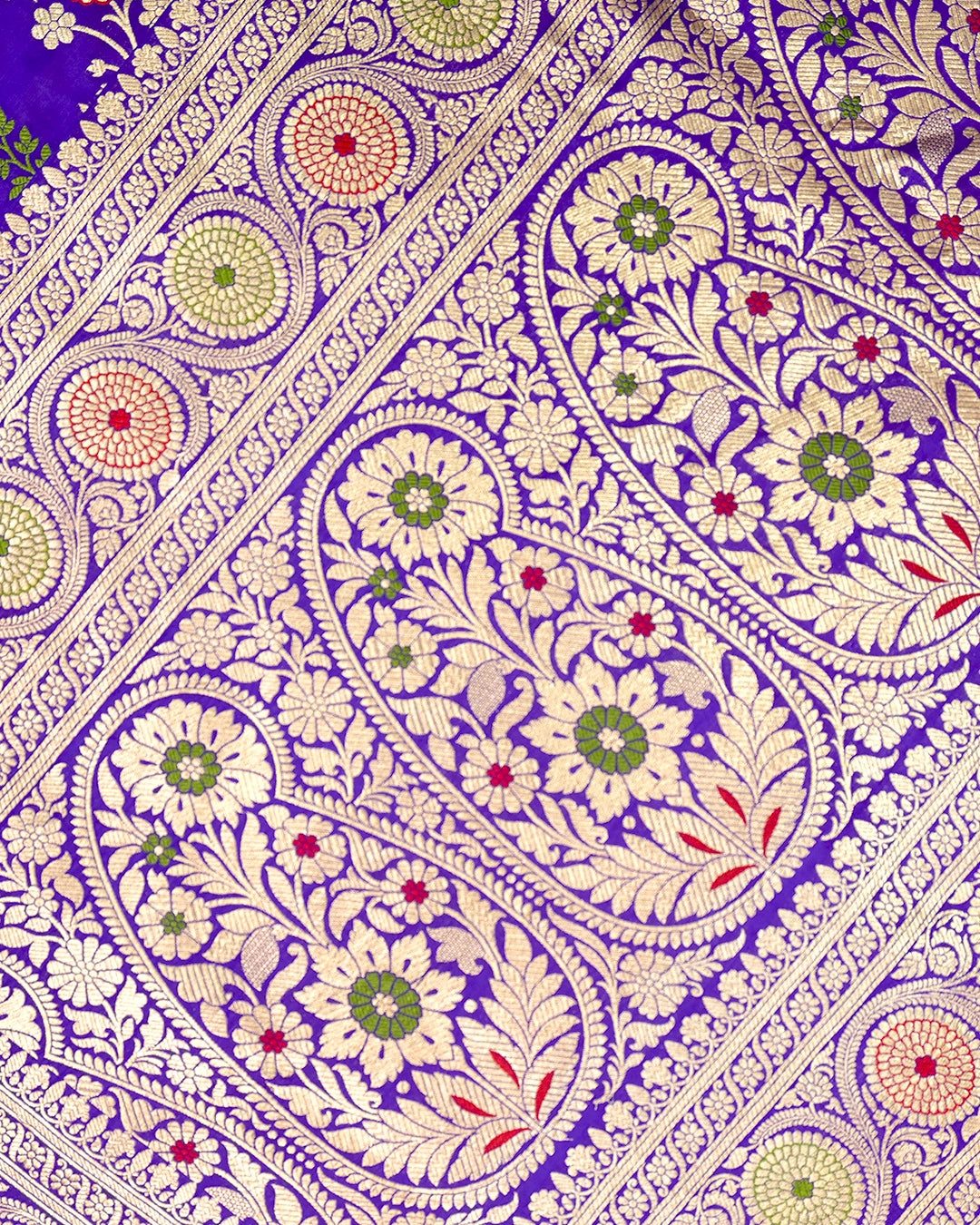 Indigo Purple Pure Katan Saree with Intricate Floral Meenakari Jaal Weaving