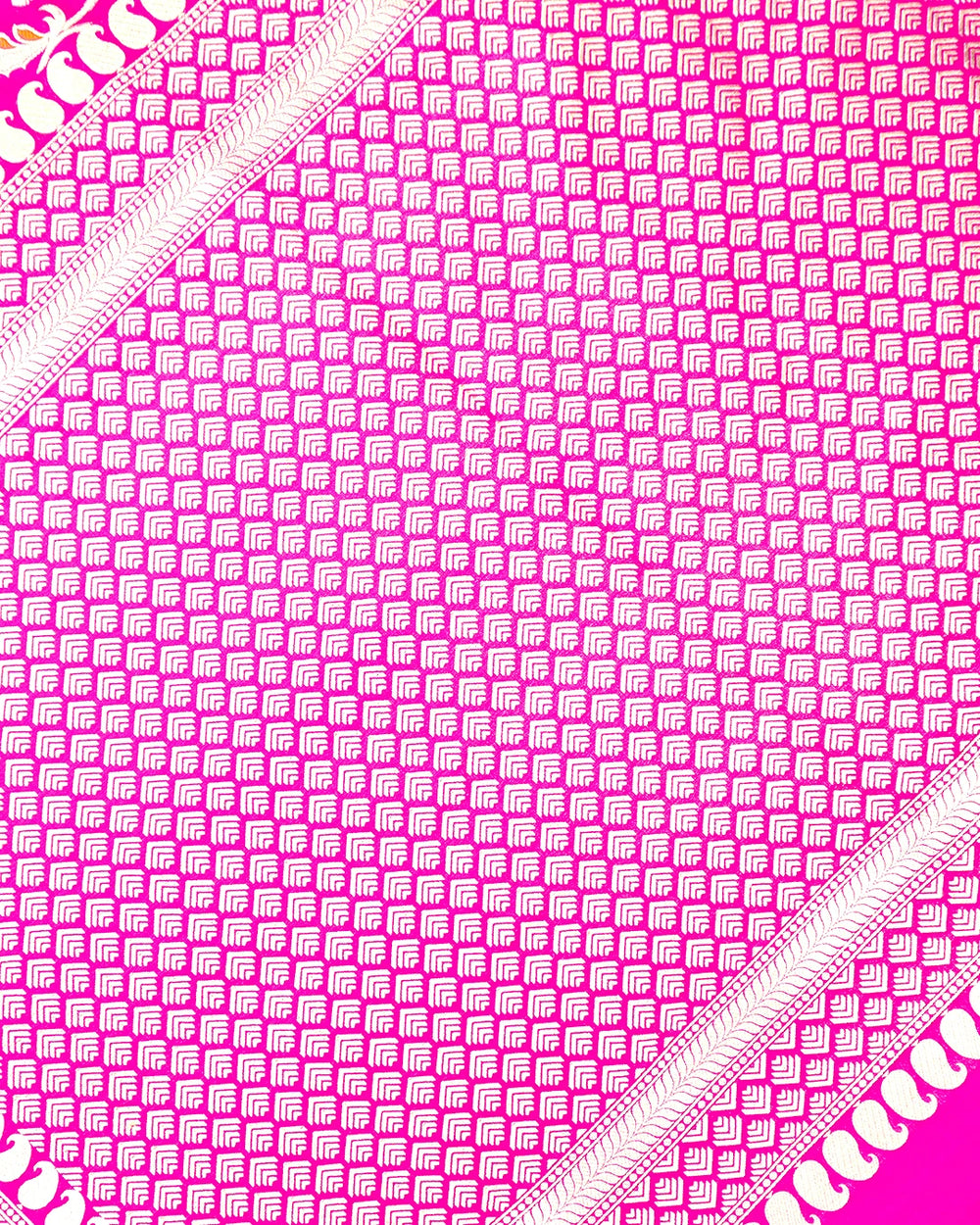 Pink Pure Katan Saree with Meenakari Floral Vine Jaal