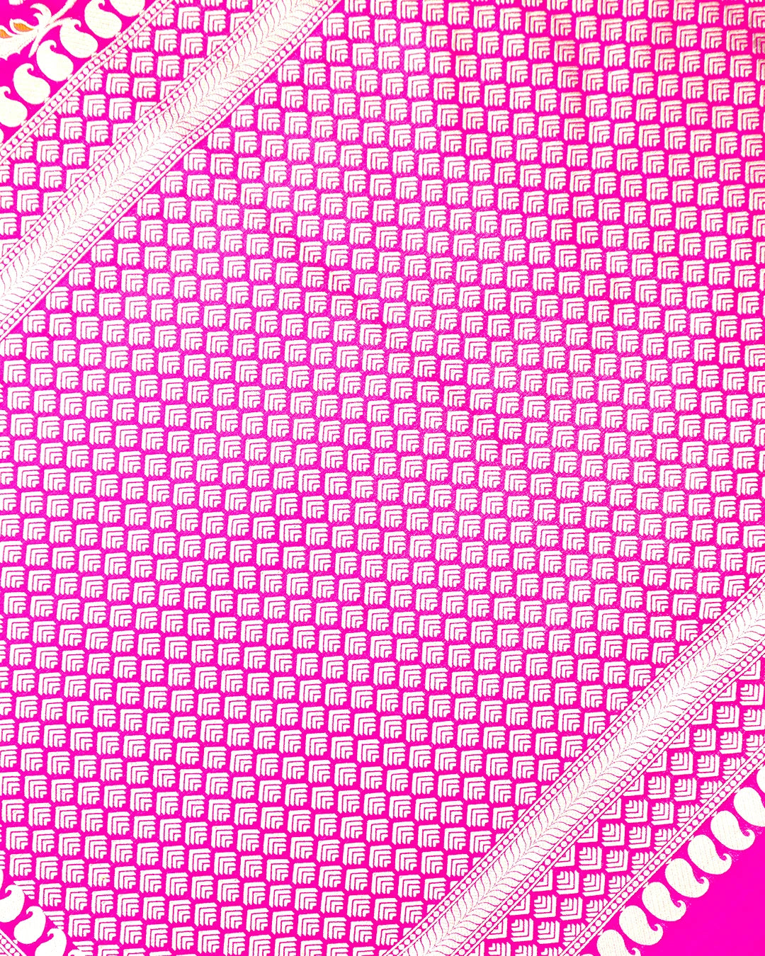 Pink Pure Katan Saree with Meenakari Floral Vine Jaal