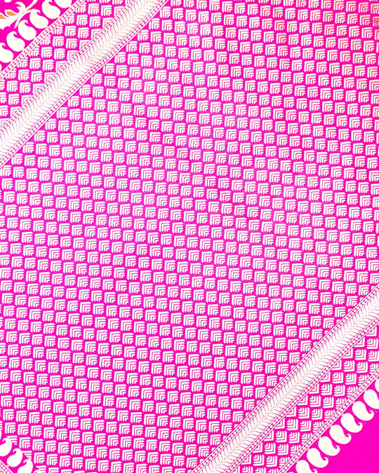 Pink Pure Katan Saree with Meenakari Floral Vine Jaal