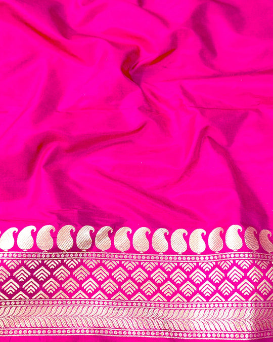 Pink Pure Katan Saree with Meenakari Floral Vine Jaal