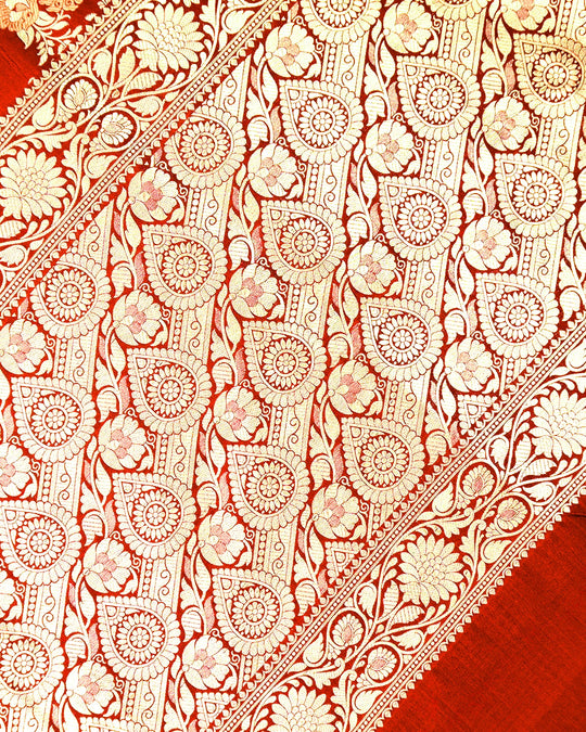 Wine Maroon Pure Katan Saree with Meenakari Floral Jaal