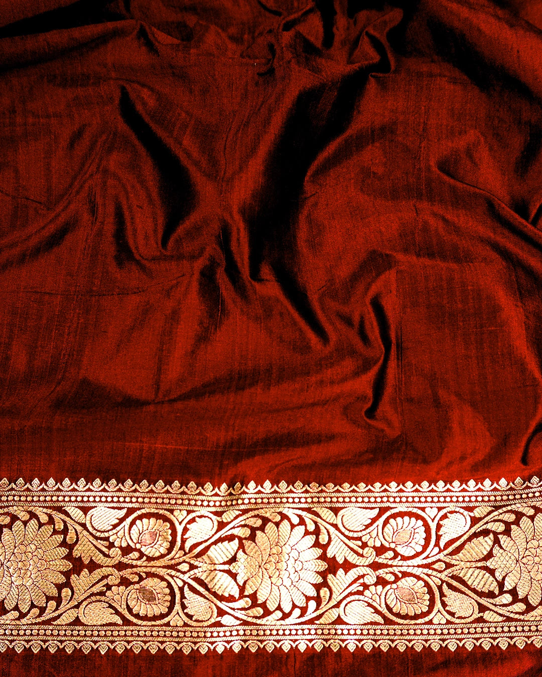 Wine Maroon Pure Katan Saree with Meenakari Floral Jaal