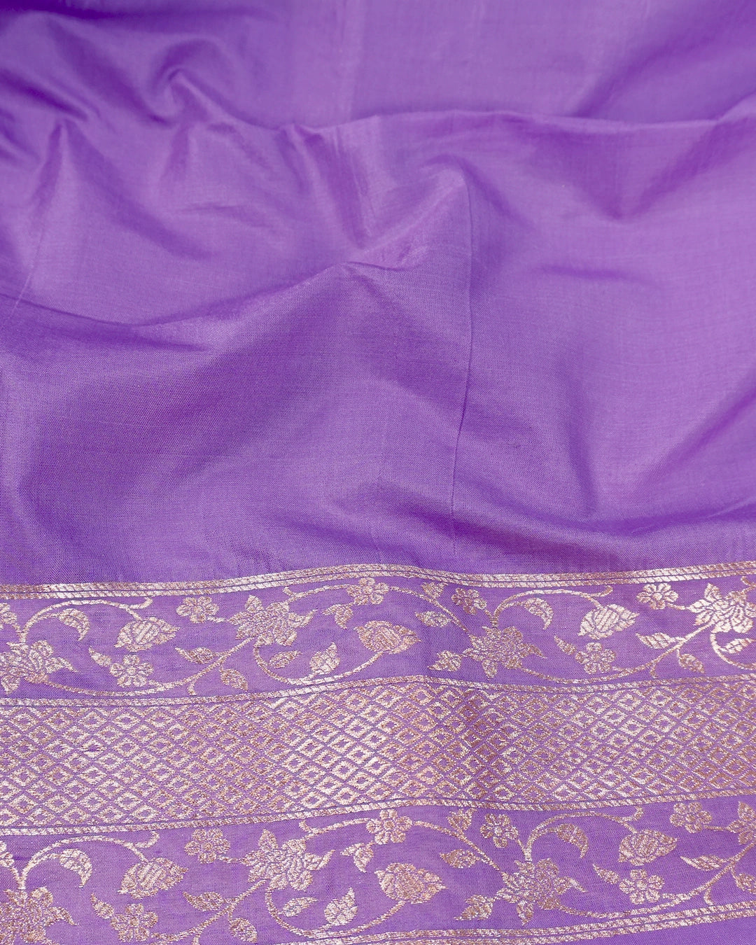 Lavender Pure Katan Saree with Floral Diamond Jaal and Meenakari Weaving