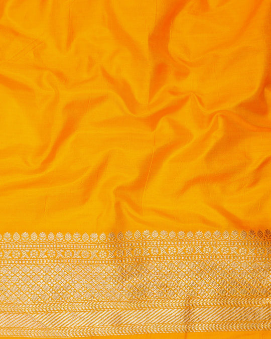 Yellow Pure Katan Saree with Meenakari Floral Jaal Weaves