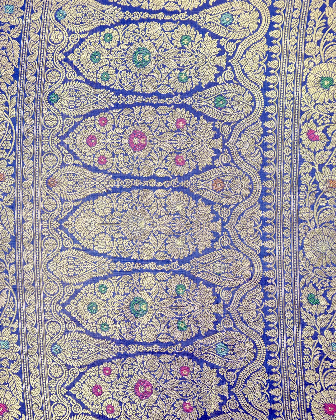 Blue Pure Banarasi Saree with Meenakari Floral Vine Weaves