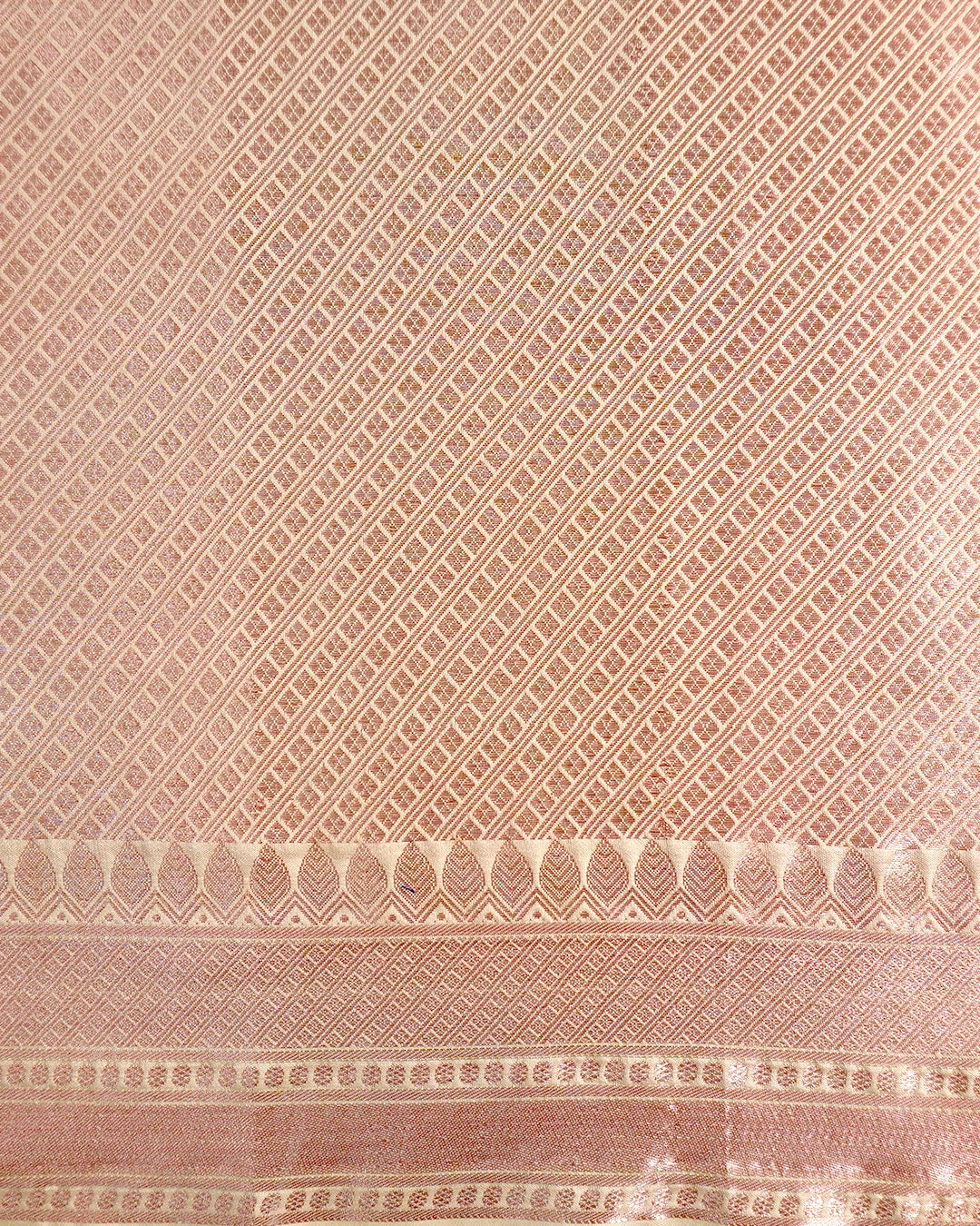 Ivory Cream Rangkat Pure Banarasi with Pastel Floral Meenakari Jaal Weaving