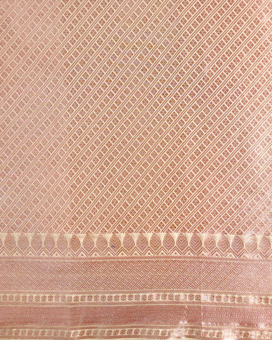 Ivory Cream Rangkat Pure Banarasi with Pastel Floral Meenakari Jaal Weaving
