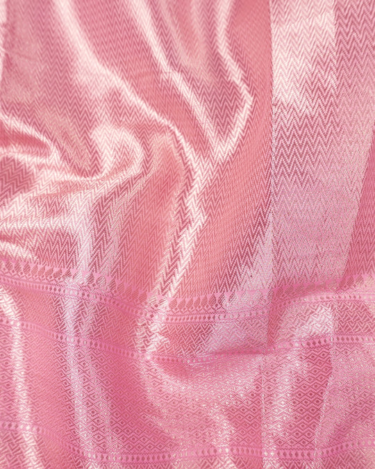 Pink Pure Banarasi Saree with Multicolour Floral Meenakari Weaving