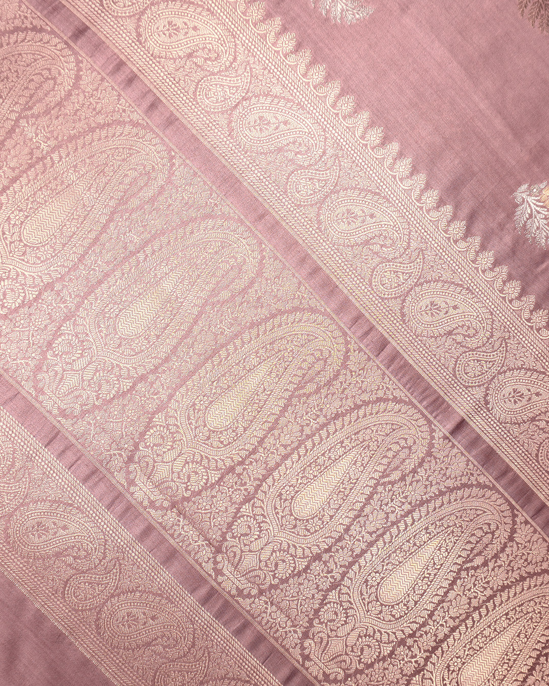 Dusty Rose Pure Banarasi Saree with Sona Rupa Floral Buti Weave