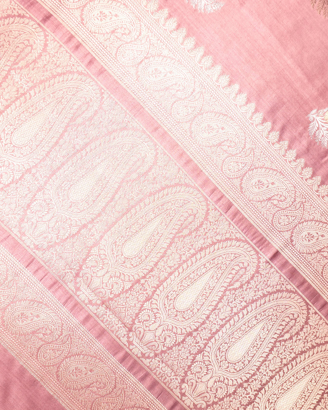 Dusty Rose Pure Banarasi Saree with Sona Rupa Floral Buti Weave