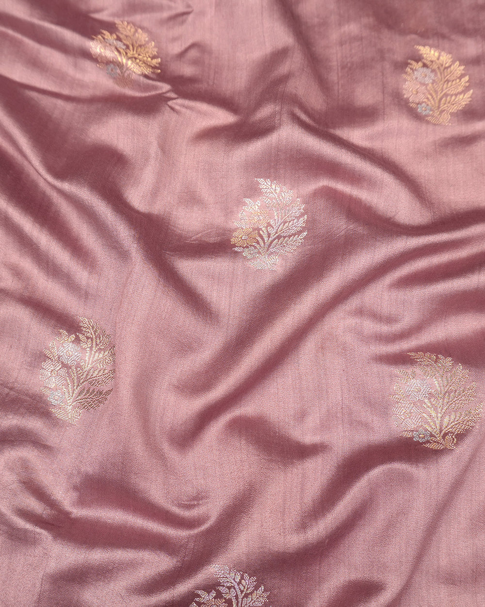 Dusty Rose Pure Banarasi Saree with Sona Rupa Floral Buti Weave
