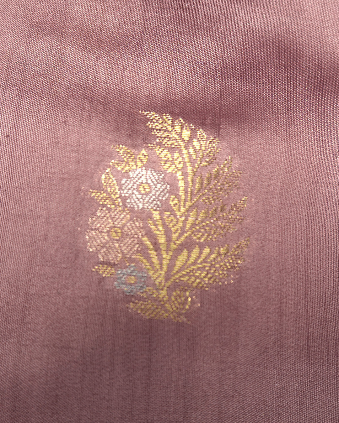 Dusty Rose Pure Banarasi Saree with Sona Rupa Floral Buti Weave