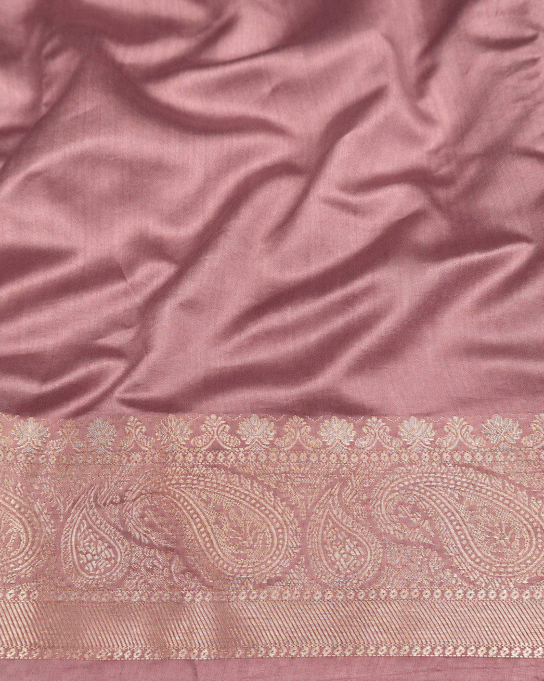 Dusty Rose Pure Banarasi Saree with Sona Rupa Floral Buti Weave