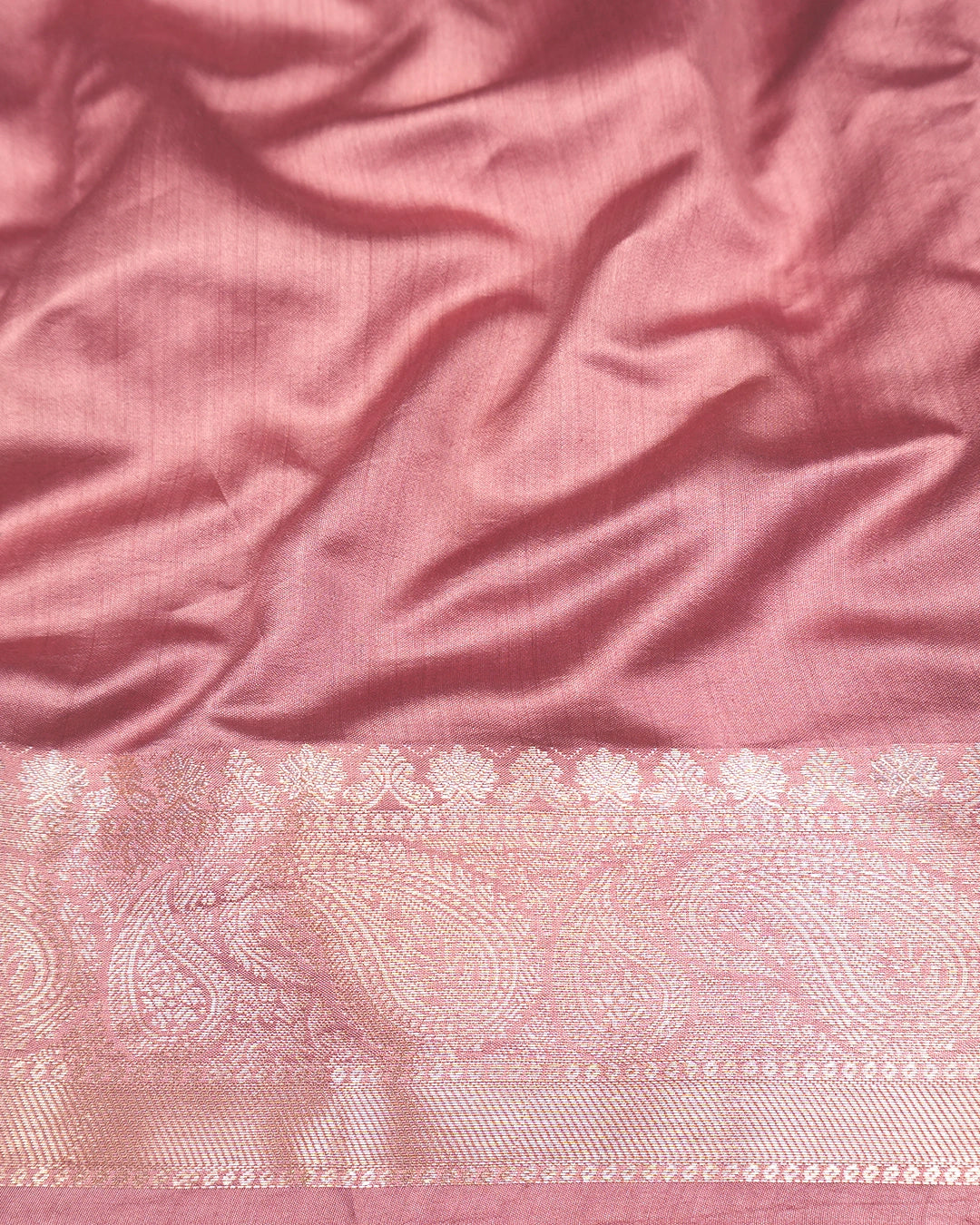 Dusty Rose Pure Banarasi Saree with Sona Rupa Floral Buti Weave
