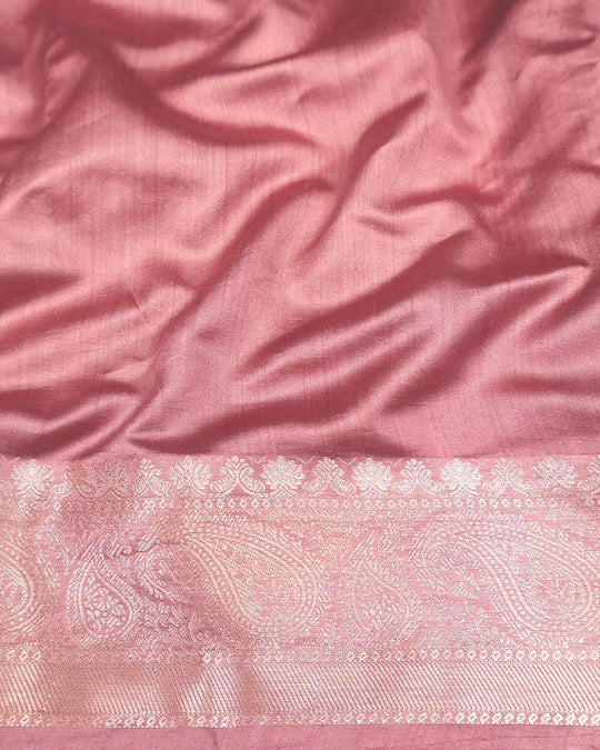 Dusty Rose Pure Banarasi Saree with Sona Rupa Floral Buti Weave