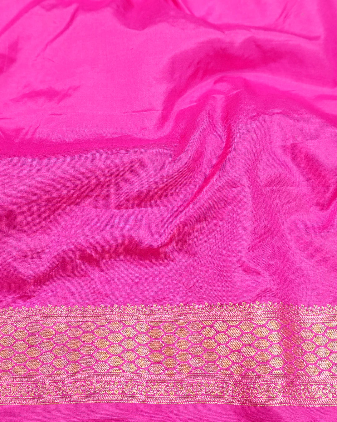 Pink Pure Katan Saree with Multicolour Contemporary Jaal Weaves
