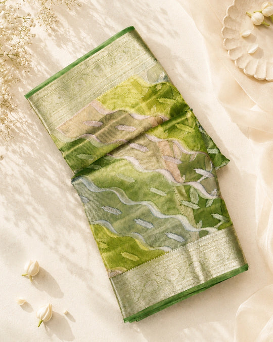 Rangkat Pure Tissue Saree with Contemporary Wave Weaving