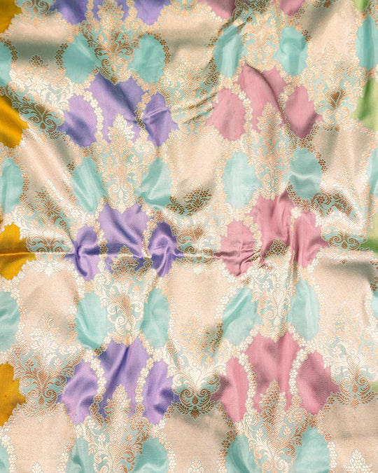Turquoise Pure Katan Saree with Rangkat Jaal Weaves