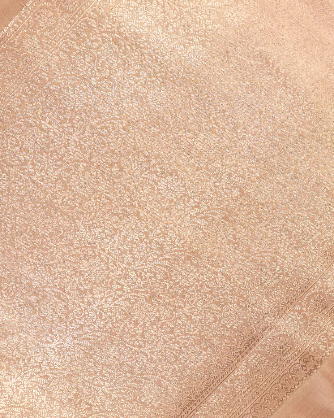 Ivory Beige Pure Banarasi Saree with Lining Weaves and Meenakari Border