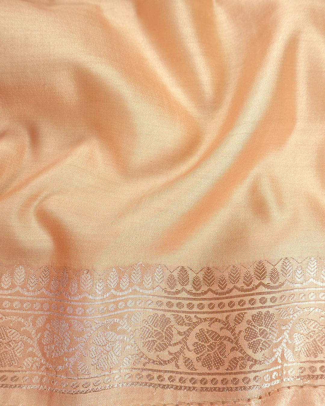 Ivory Beige Pure Banarasi Saree with Lining Weaves and Meenakari Border