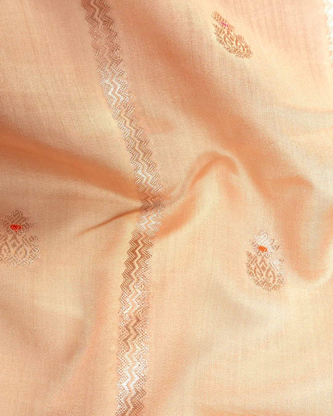 Ivory Beige Pure Banarasi Saree with Lining Weaves and Meenakari Border