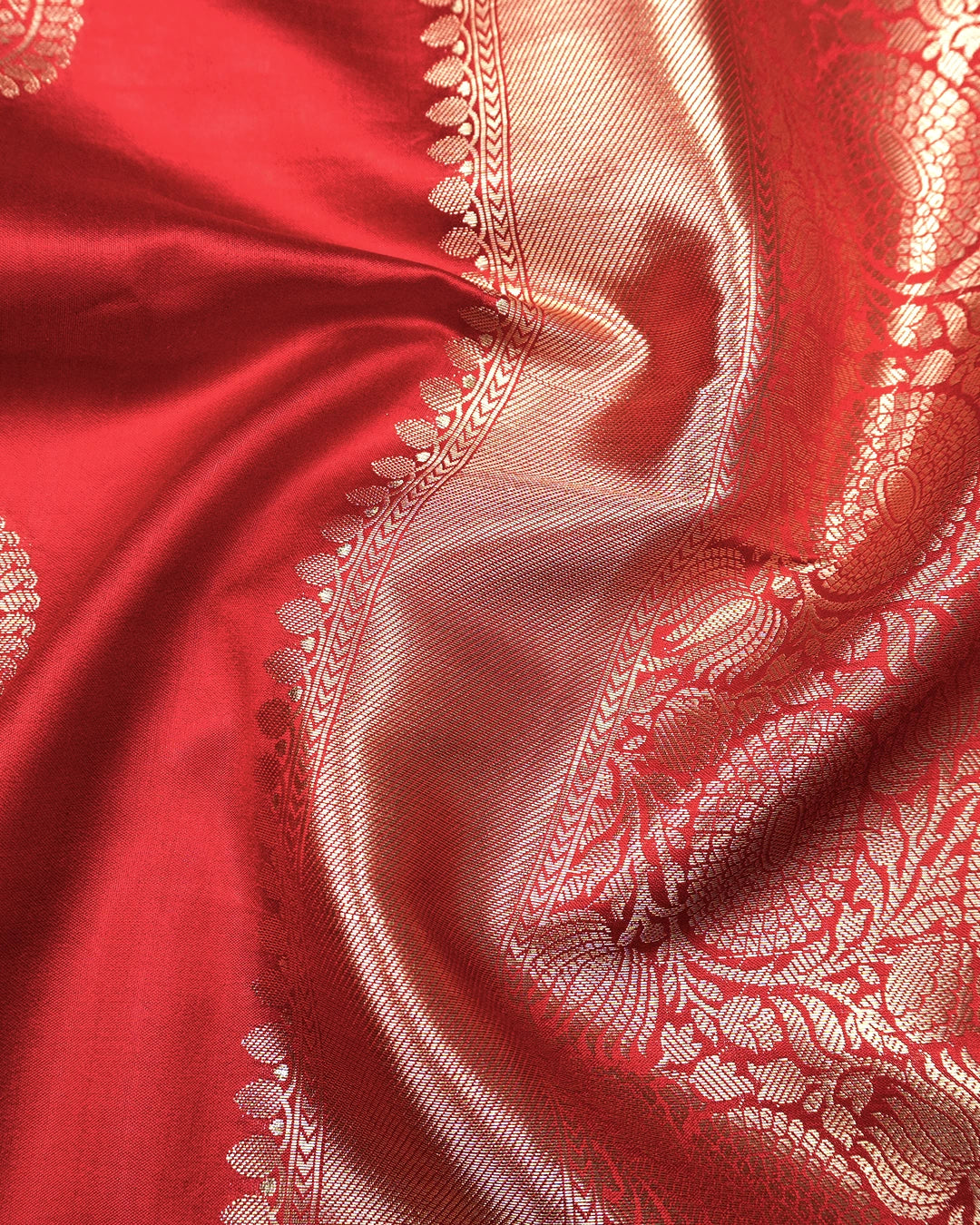 Red Pure Banarasi Saree with Ornate Paisley Buta Weaves