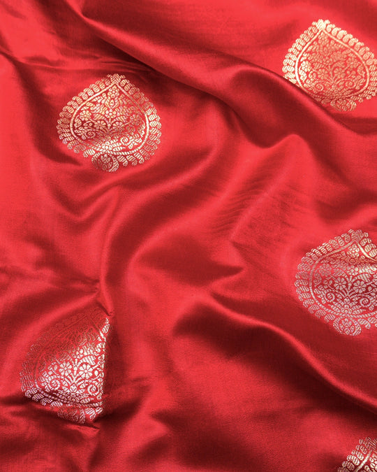 Red Pure Banarasi Saree with Ornate Paisley Buta Weaves