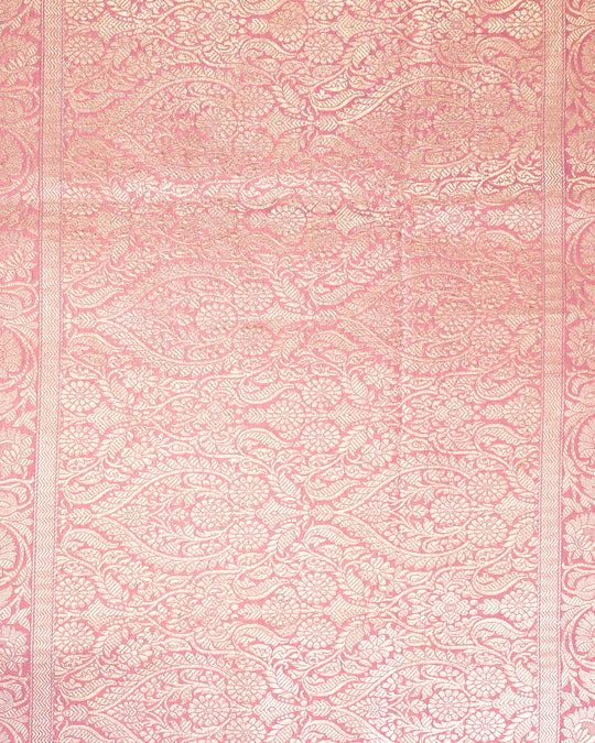 Soft Mauve Pink Pure Katan Saree with Floral Rosette Weaving
