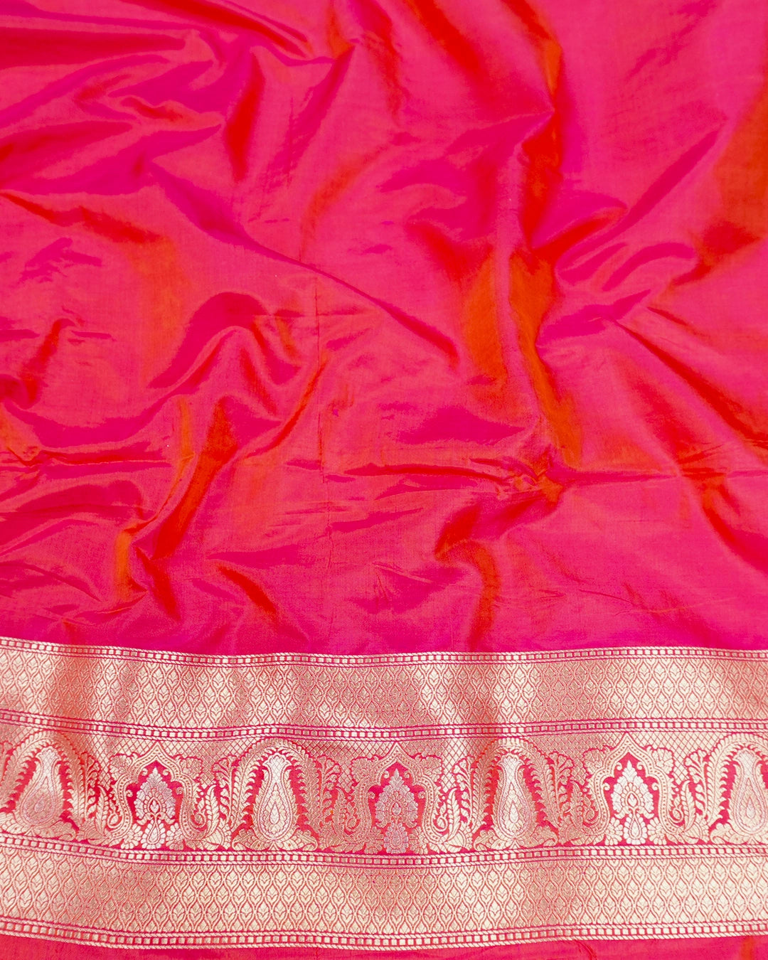 Rani Pink Pure Katan Saree with Floral Jaal Weave