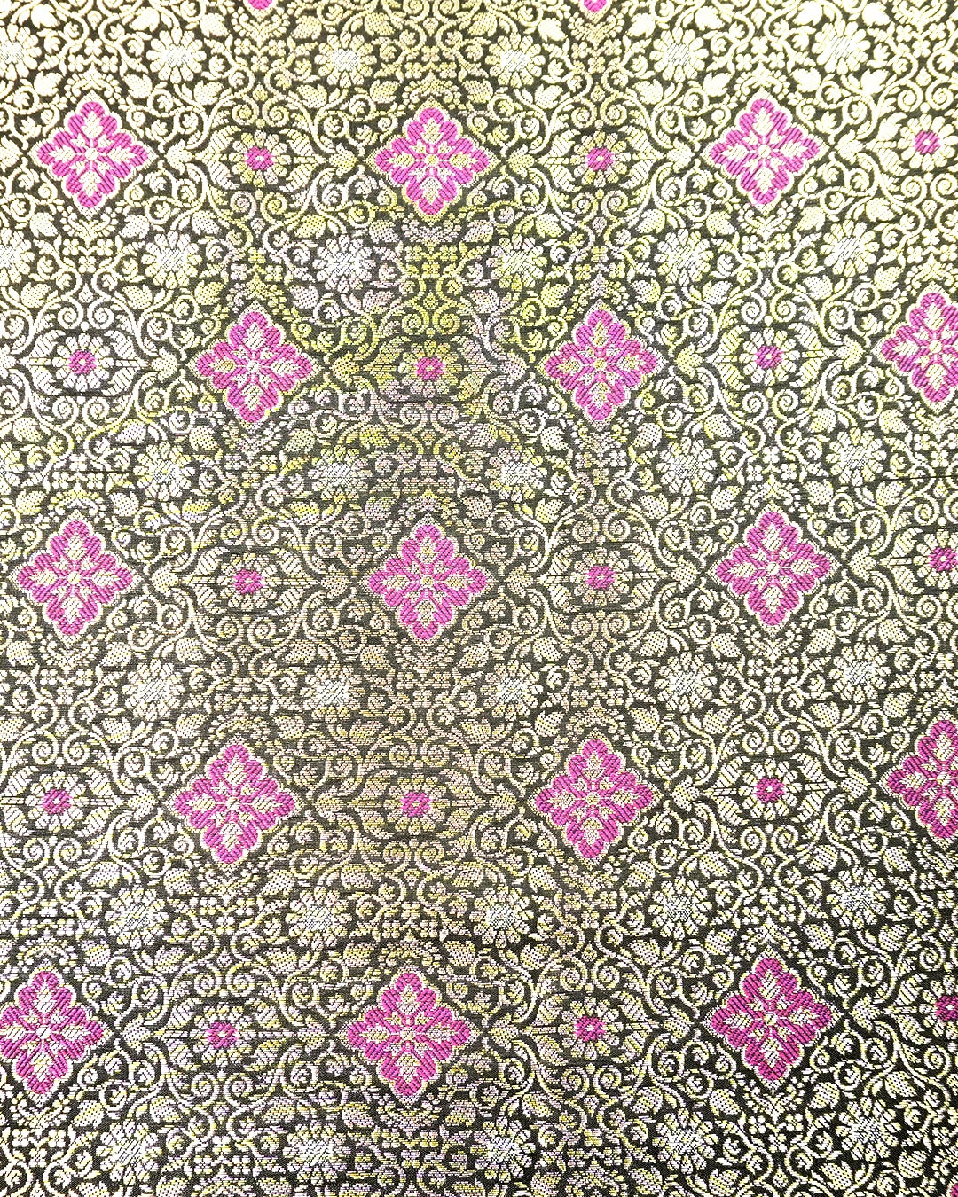 Black Pure Banarasi Saree with Intricate Diamond Weave