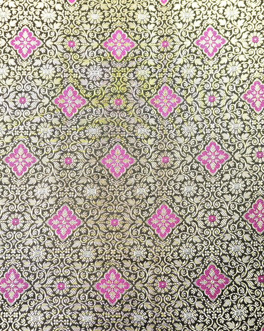 Black Pure Banarasi Saree with Intricate Diamond Weave